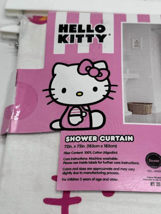 Sanrio Other - Hello Kitty By Sanrio Shower Kitten 72” X 72” NWT white Pink Kids Bathroom Teens
